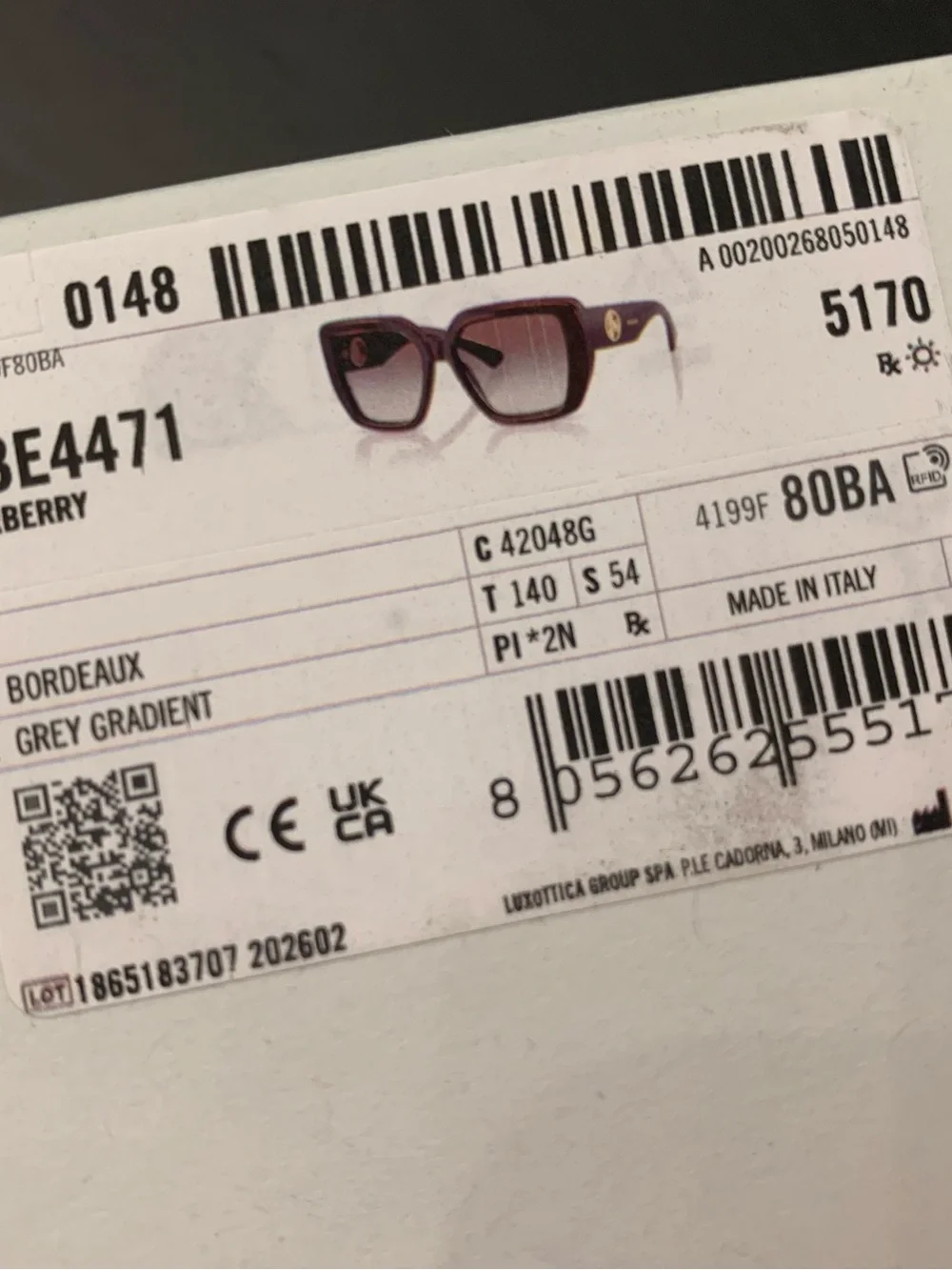 Burberry Women's BE4471 Sunglasses in hard to find Bordeaux color!